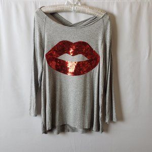 🍒Red Sequin Lips Top